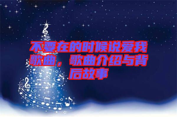 不要在的時(shí)候說(shuō)愛(ài)我歌曲，歌曲介紹與背后故事