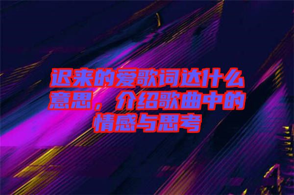 遲來的愛歌詞達什么意思，介紹歌曲中的情感與思考