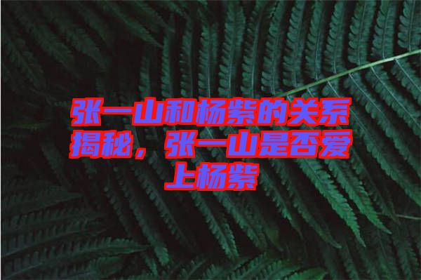張一山和楊紫的關(guān)系揭秘，張一山是否愛(ài)上楊紫