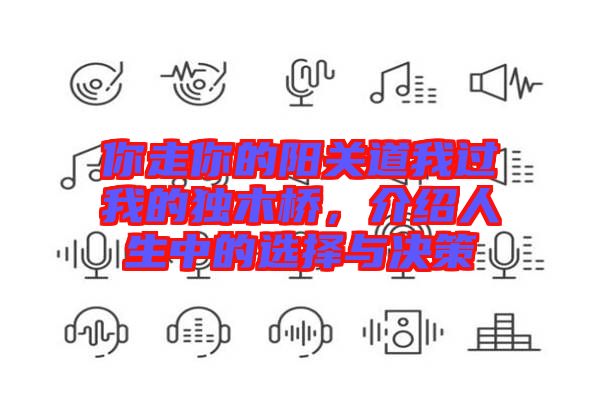 你走你的陽關(guān)道我過我的獨木橋，介紹人生中的選擇與決策