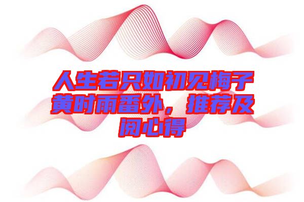 人生若只如初見梅子黃時雨番外，推薦及閱心得