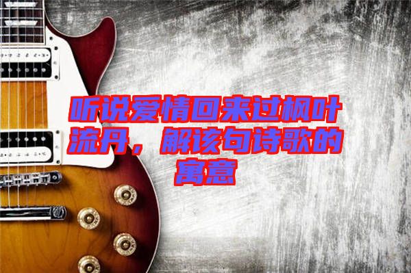 聽說愛情回來過楓葉流丹，解該句詩歌的寓意