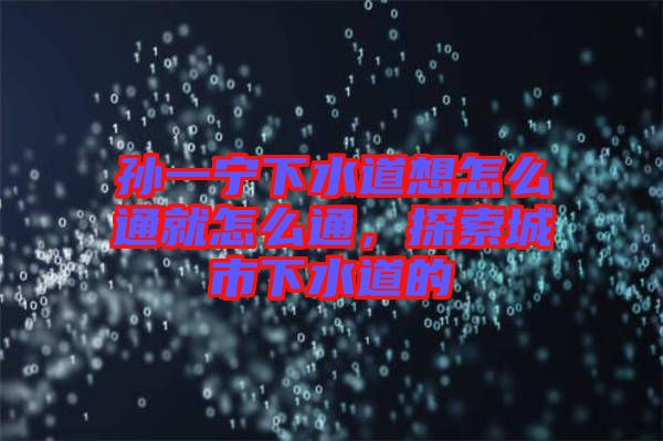 孫一寧下水道想怎么通就怎么通，探索城市下水道的