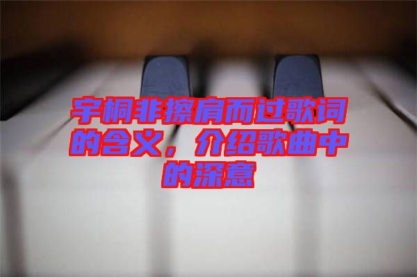 宇桐非擦肩而過歌詞的含義，介紹歌曲中的深意