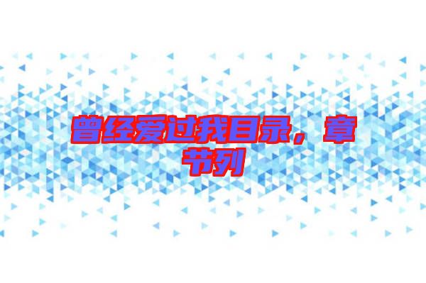 曾經(jīng)愛(ài)過(guò)我目錄，章節(jié)列