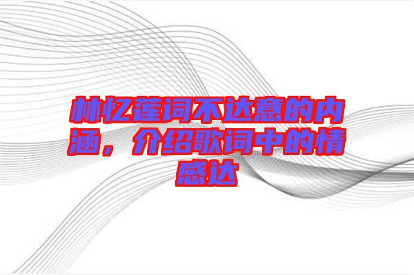 林憶蓮詞不達(dá)意的內(nèi)涵，介紹歌詞中的情感達(dá)