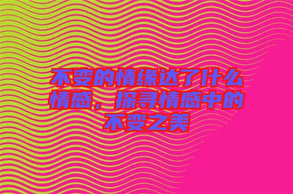 不變的情緣達(dá)了什么情感，探尋情感中的不變之美