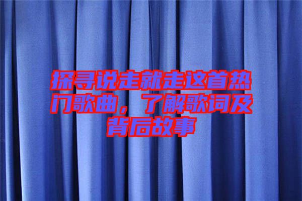 探尋說走就走這首熱門歌曲，了解歌詞及背后故事