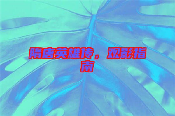 隋唐英雄傳，觀影指南