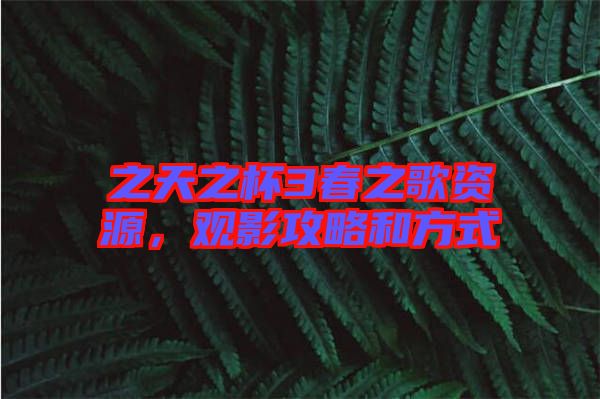 之天之杯3春之歌資源，觀影攻略和方式
