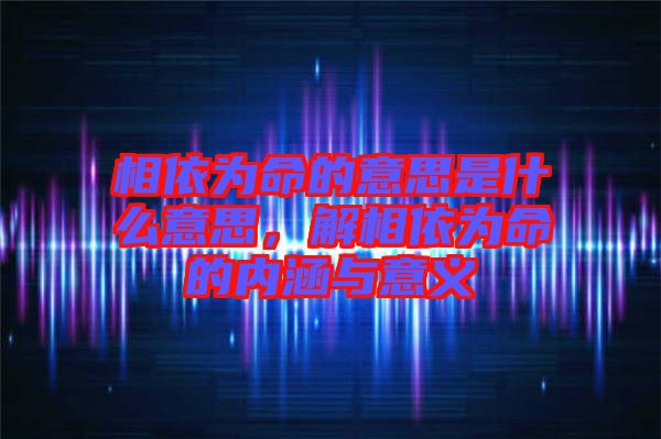 相依為命的意思是什么意思，解相依為命的內涵與意義