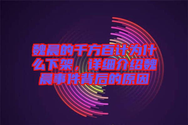 魏晨的千方百計(jì)為什么下架，詳細(xì)介紹魏晨事件背后的原因