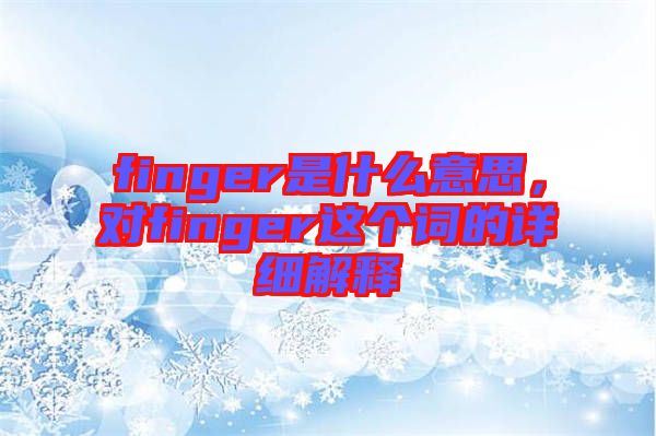 finger是什么意思，對finger這個詞的詳細(xì)解釋
