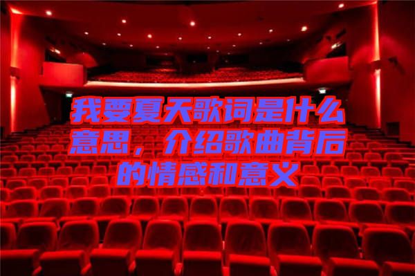 我要夏天歌詞是什么意思，介紹歌曲背后的情感和意義