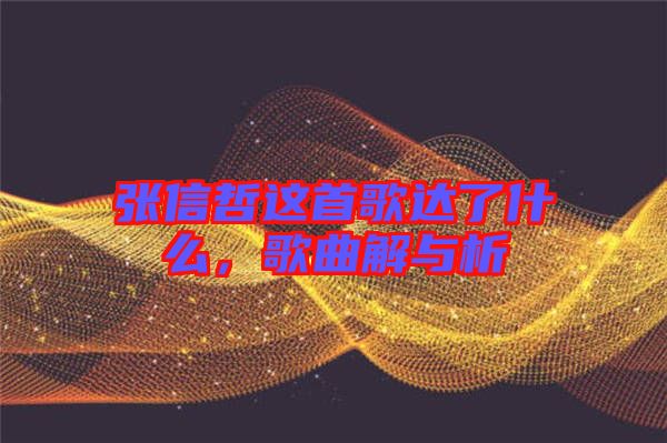 張信哲這首歌達了什么，歌曲解與析