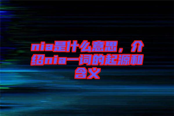 nia是什么意思，介紹nia一詞的起源和含義