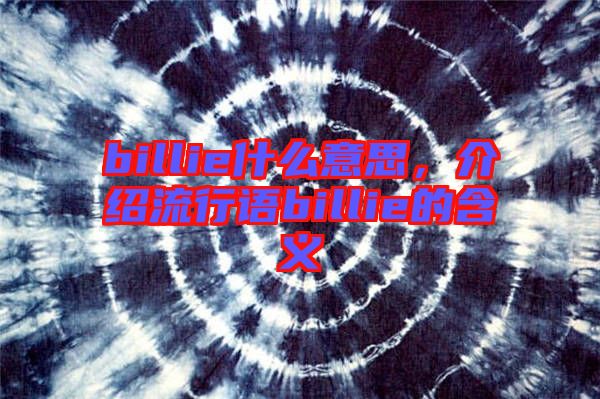 billie什么意思，介紹流行語billie的含義