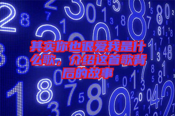 其實(shí)你也很愛(ài)我是什么歌，介紹這首歌背后的故事
