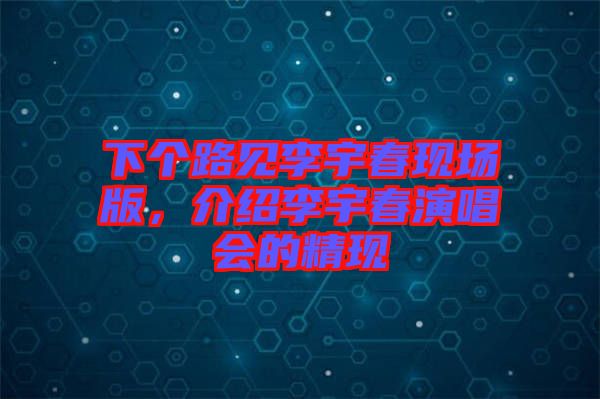 下個路見李宇春現(xiàn)場版，介紹李宇春演唱會的精現(xiàn)