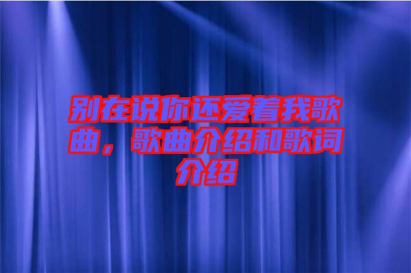 別在說你還愛著我歌曲，歌曲介紹和歌詞介紹