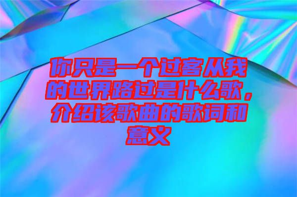 你只是一個過客從我的世界路過是什么歌，介紹該歌曲的歌詞和意義
