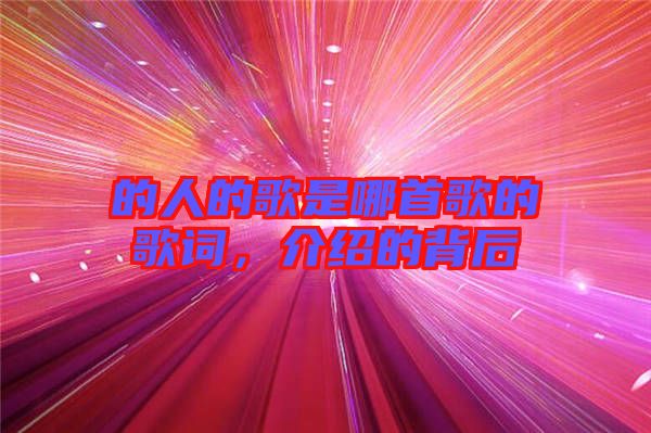 的人的歌是哪首歌的歌詞，介紹的背后
