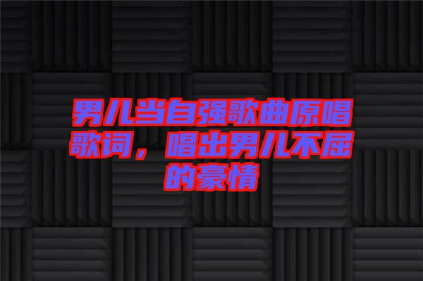 男兒當(dāng)自強(qiáng)歌曲原唱歌詞，唱出男兒不屈的豪情