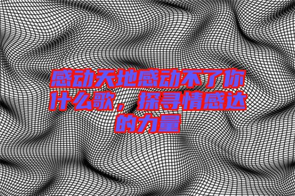 感動(dòng)天地感動(dòng)不了你什么歌，探尋情感達(dá)的力量