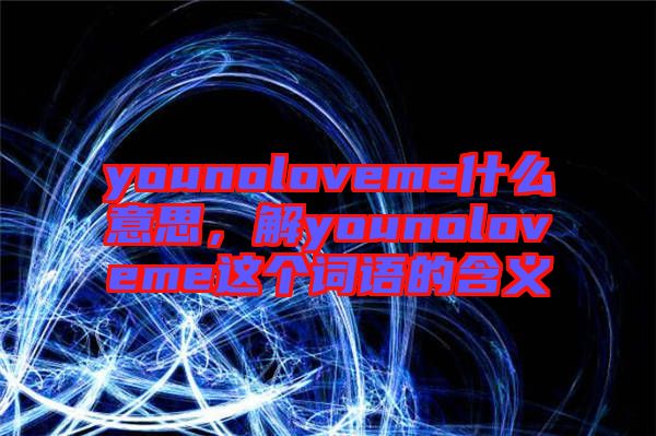 younoloveme什么意思，解younoloveme這個詞語的含義