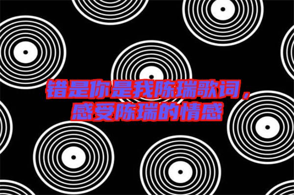 錯(cuò)是你是我陳瑞歌詞，感受陳瑞的情感