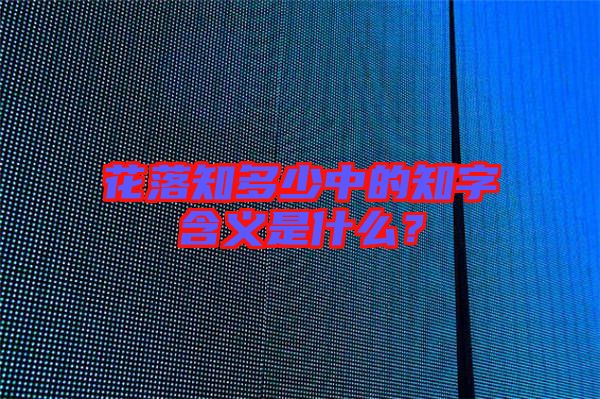 花落知多少中的知字含義是什么？