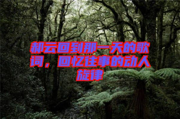 郝云回到那一天的歌詞，回憶往事的動(dòng)人旋律