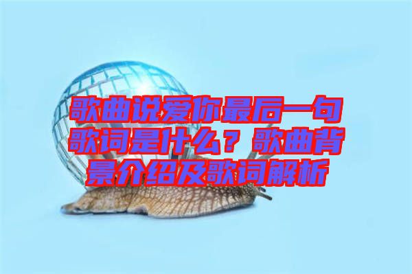 歌曲說愛你最后一句歌詞是什么？歌曲背景介紹及歌詞解析