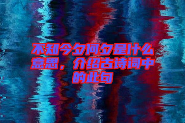 不知今夕何夕是什么意思，介紹古詩詞中的此句