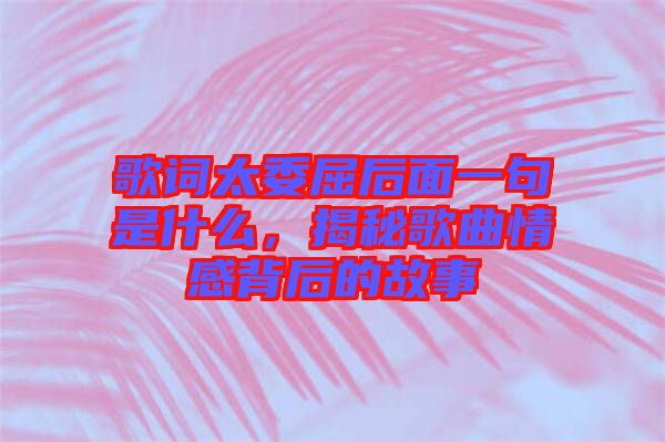 歌詞太委屈后面一句是什么，揭秘歌曲情感背后的故事