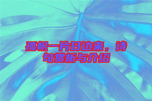 孤帆一片日邊來，詩句賞析與介紹