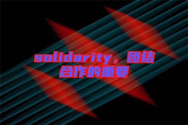 solidarity，團結(jié)合作的重要