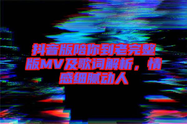 抖音版陪你到老完整版MV及歌詞解析，情感細(xì)膩動(dòng)人