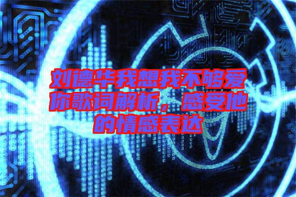 劉德華我想我不夠愛(ài)你歌詞解析，感受他的情感表達(dá)