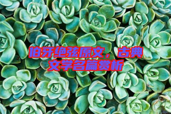 伯牙絕弦原文，古典文學(xué)名篇賞析