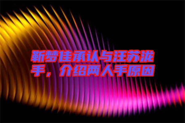 靳夢佳承認與汪蘇瀧手，介紹兩人手原因